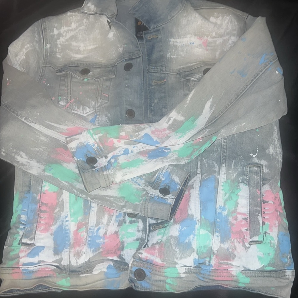 COPPER RIVET DENIM PAINT SPLATTER JACKET - SIZE SMALL ( PRELOVED) - Picture 7 of 7